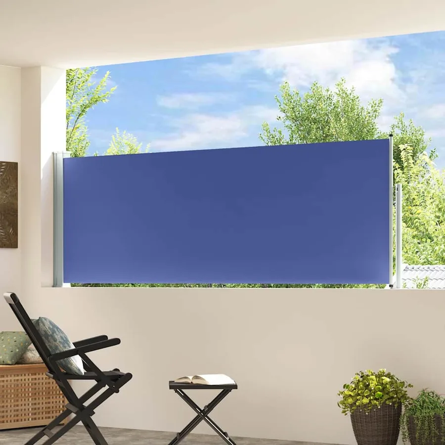 Auvent latéral rétractable de patio 100x300 cm Bleu - 3