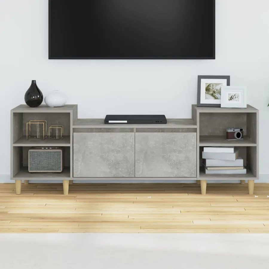 Meuble TV Gris béton 160x35x55 cm Bois d'ingénierie - 3