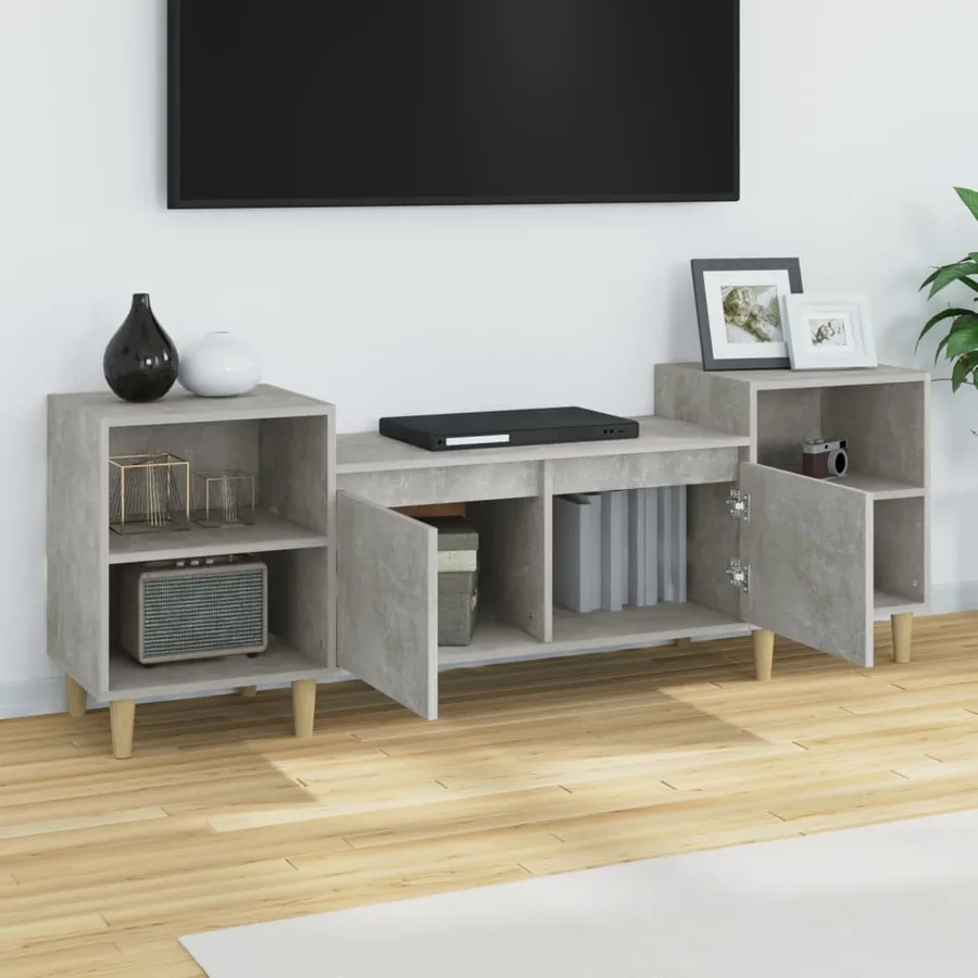Meuble TV Gris béton 160x35x55 cm Bois d'ingénierie - 4