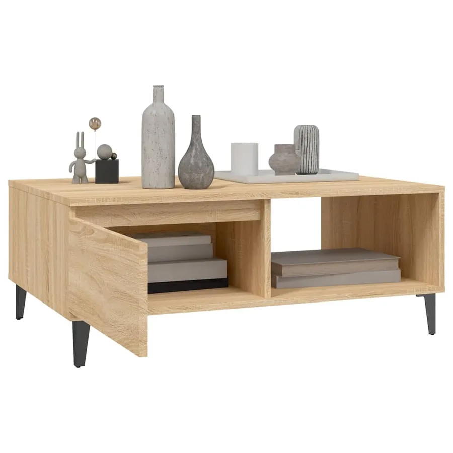 Table basse chêne sonoma 90x60x35 cm bois d'ingénierie - 4