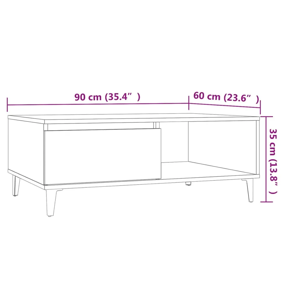 Table basse chêne sonoma 90x60x35 cm bois d'ingénierie - 9