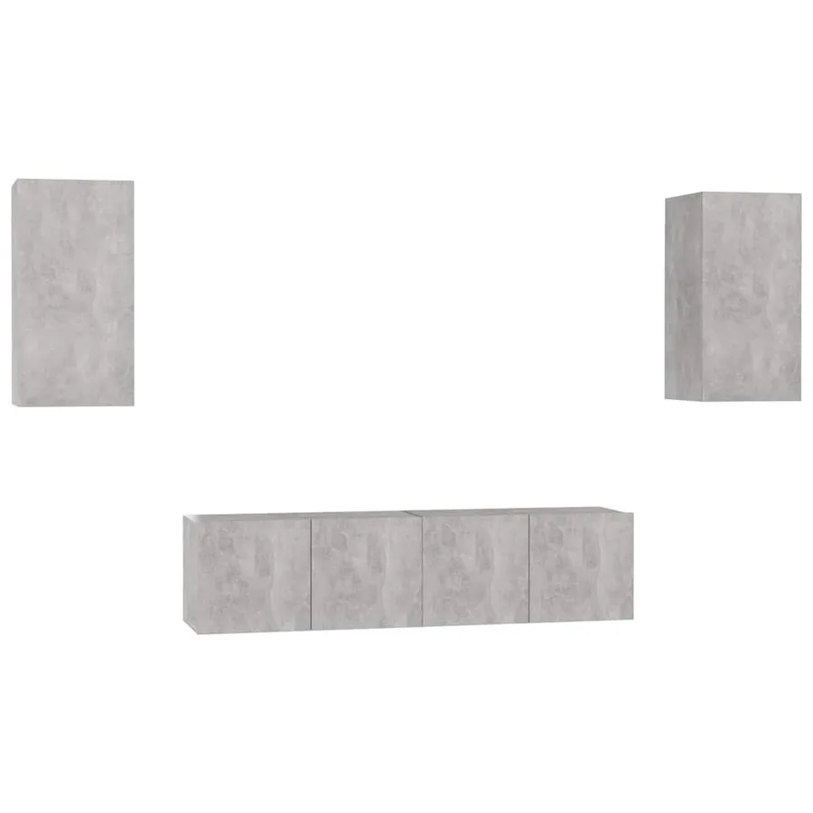 Ensemble de meubles TV 4 pcs Gris béton Bois d'ingénierie - 2
