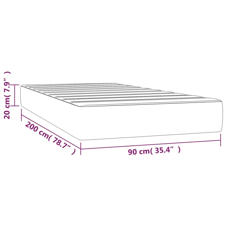 Matelas de lit à ressorts ensachés fermeté moyenne Rose 90x200x20 cm Velours - 7