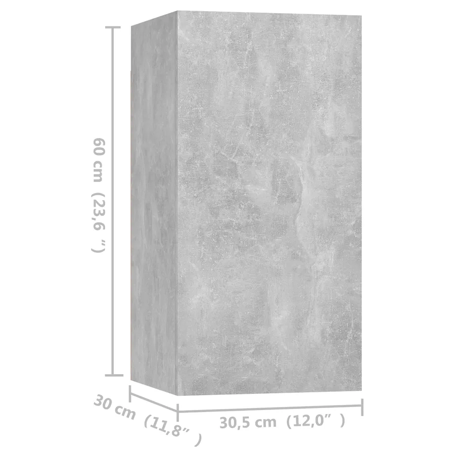 Meubles TV 2 pcs Gris béton 30,5x30x60 cm Bois d’ingénierie - 14