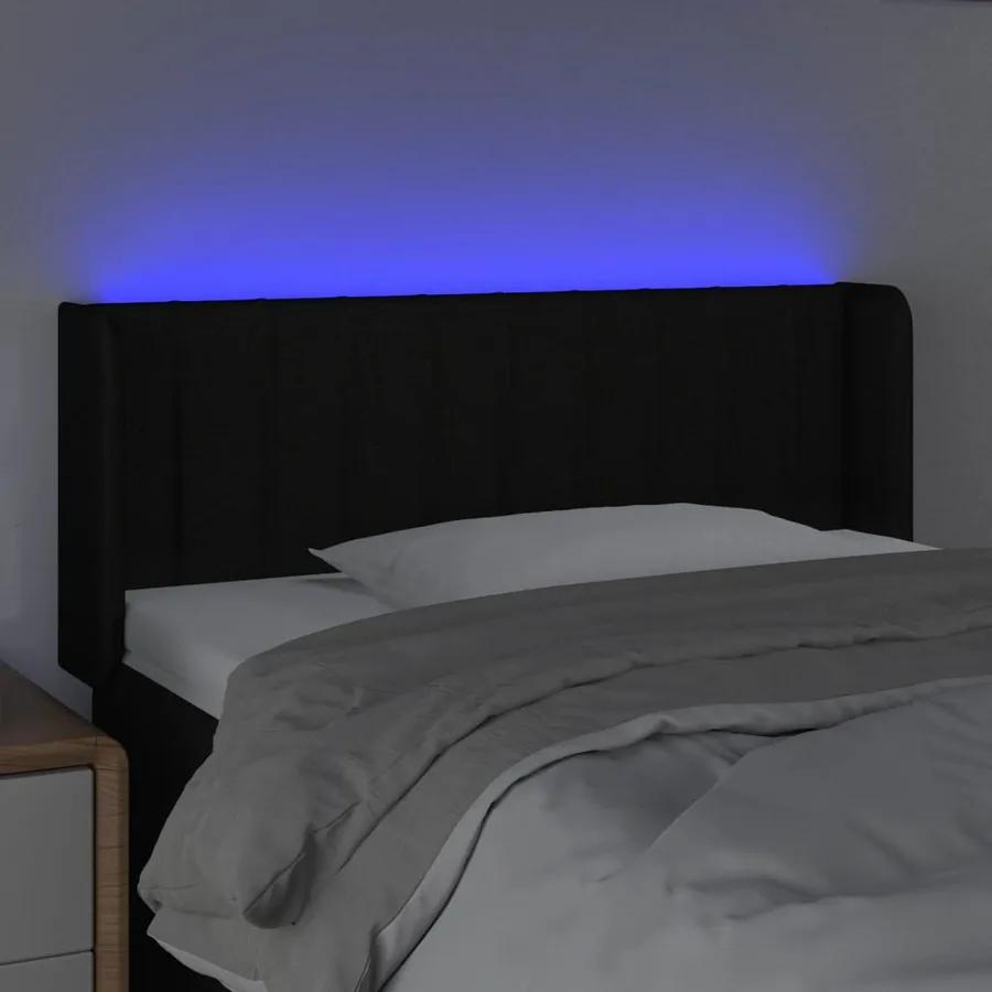 Tête de lit à LED Noir 93x16x78/88 cm Tissu - 4