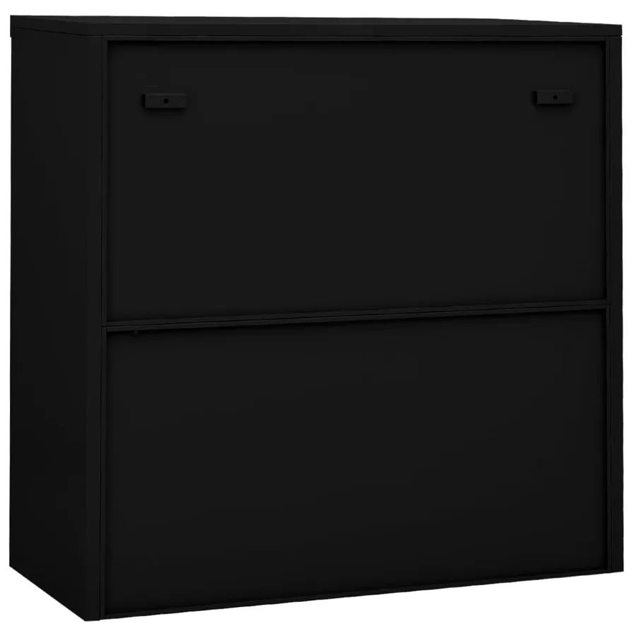 Armoire de bureau avec porte coulissante Noir 90x40x90 cm Acier - 5
