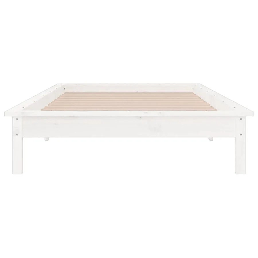 Cadre de lit à LED blanc 90x190 cm simple bois massif - 7