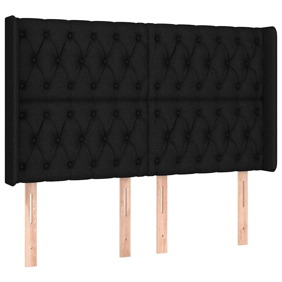 Sommier à lattes de lit matelas et LED Noir 140x200 cm Tissu - 7