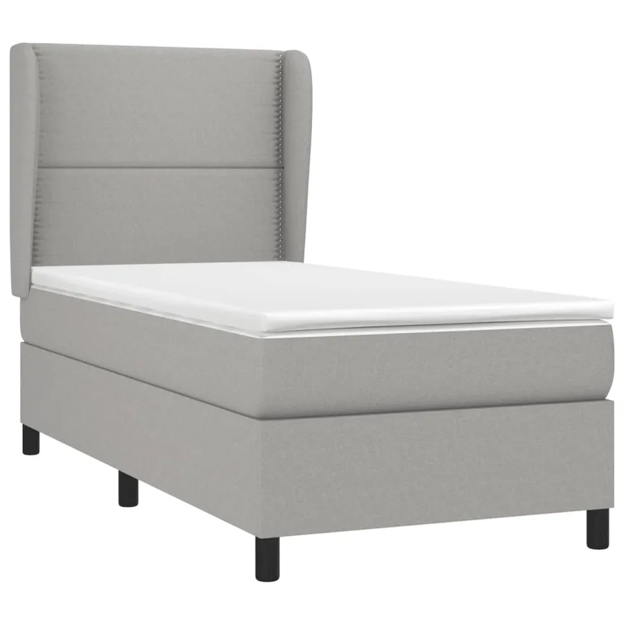 Sommier à lattes de lit avec matelas Gris clair 100x200cm Tissu - 3