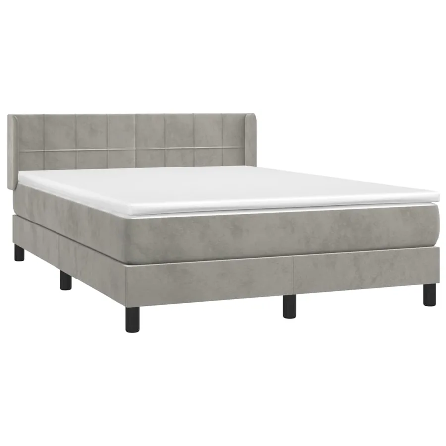 Sommier à lattes de lit et matelas Gris clair 140x190cm Velours - 3
