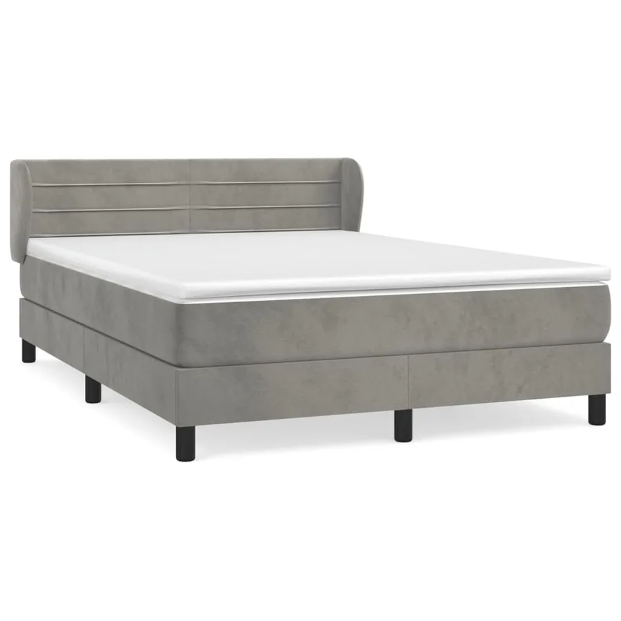 Sommier à lattes de lit et matelas Gris clair 140x190cm Velours - 2