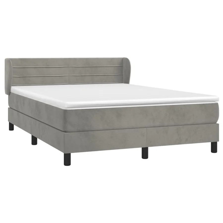 Sommier à lattes de lit et matelas Gris clair 140x190cm Velours - 3