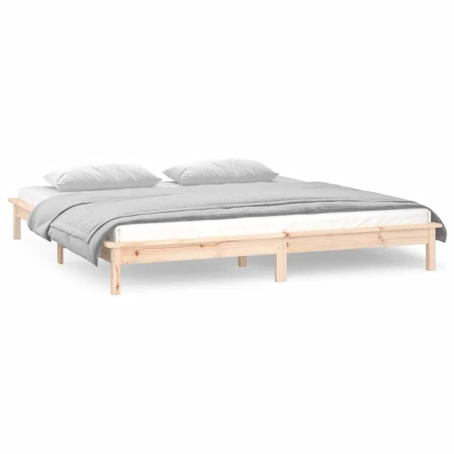 Cadre de lit à LED sans matelas 160x200 cm bois massif - 4
