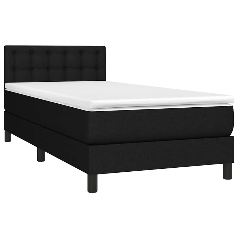 Sommier à lattes de lit avec matelas et LED Noir 90x200cm Tissu - 3