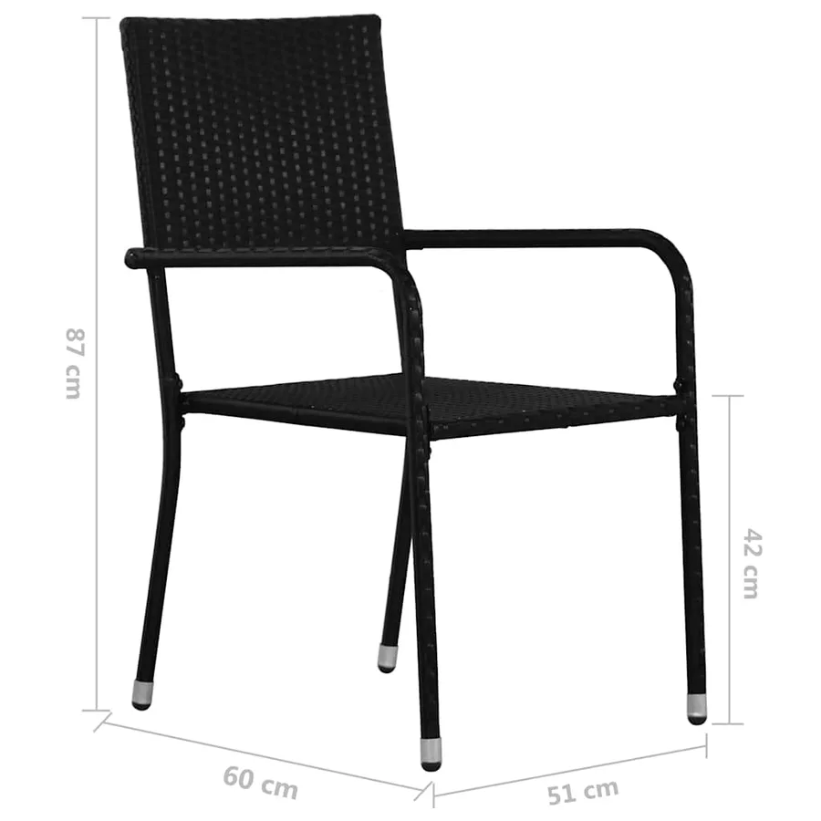 Ensemble à manger de jardin 3 pcs Résine tressée Noir - 10