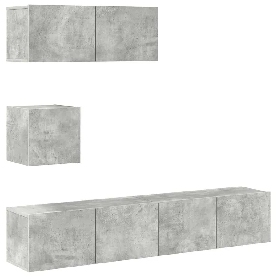 Ensemble de meubles TV 4 pcs Gris béton Bois d'ingénierie - 2