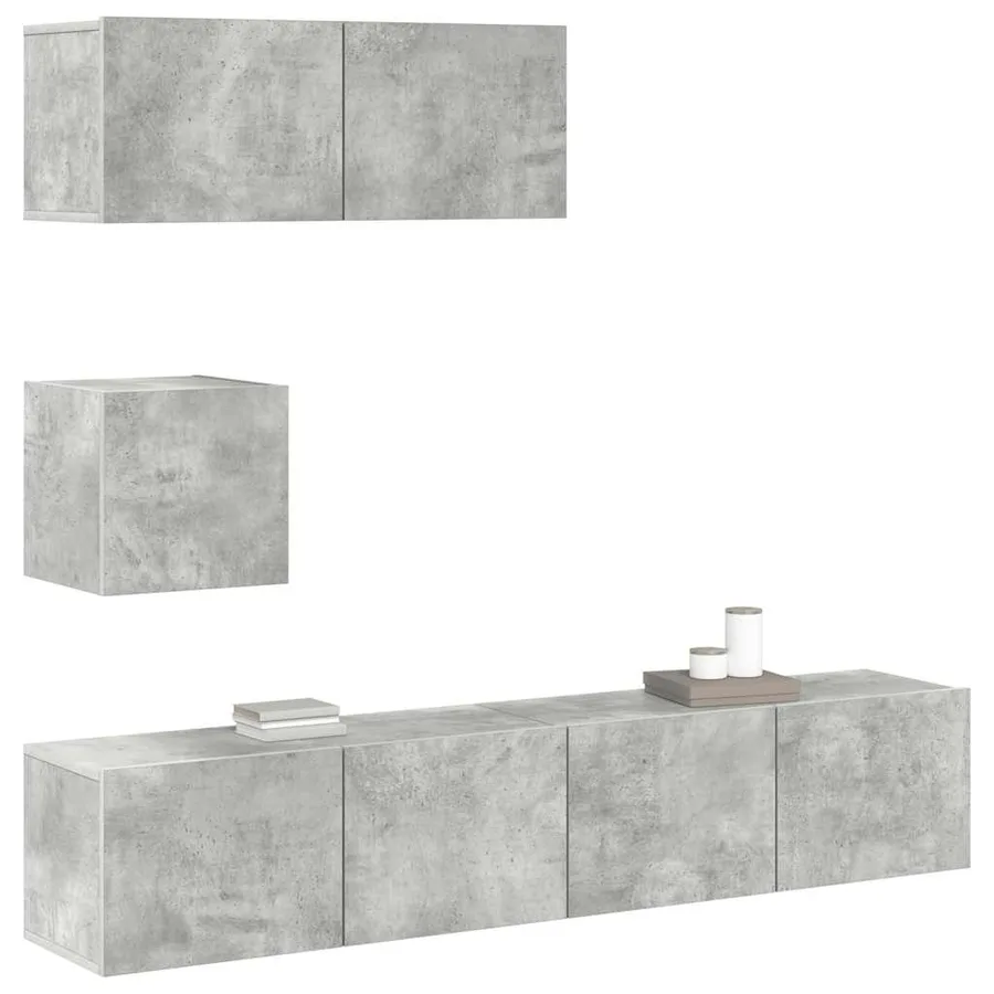 Ensemble de meubles TV 4 pcs Gris béton Bois d'ingénierie - 4
