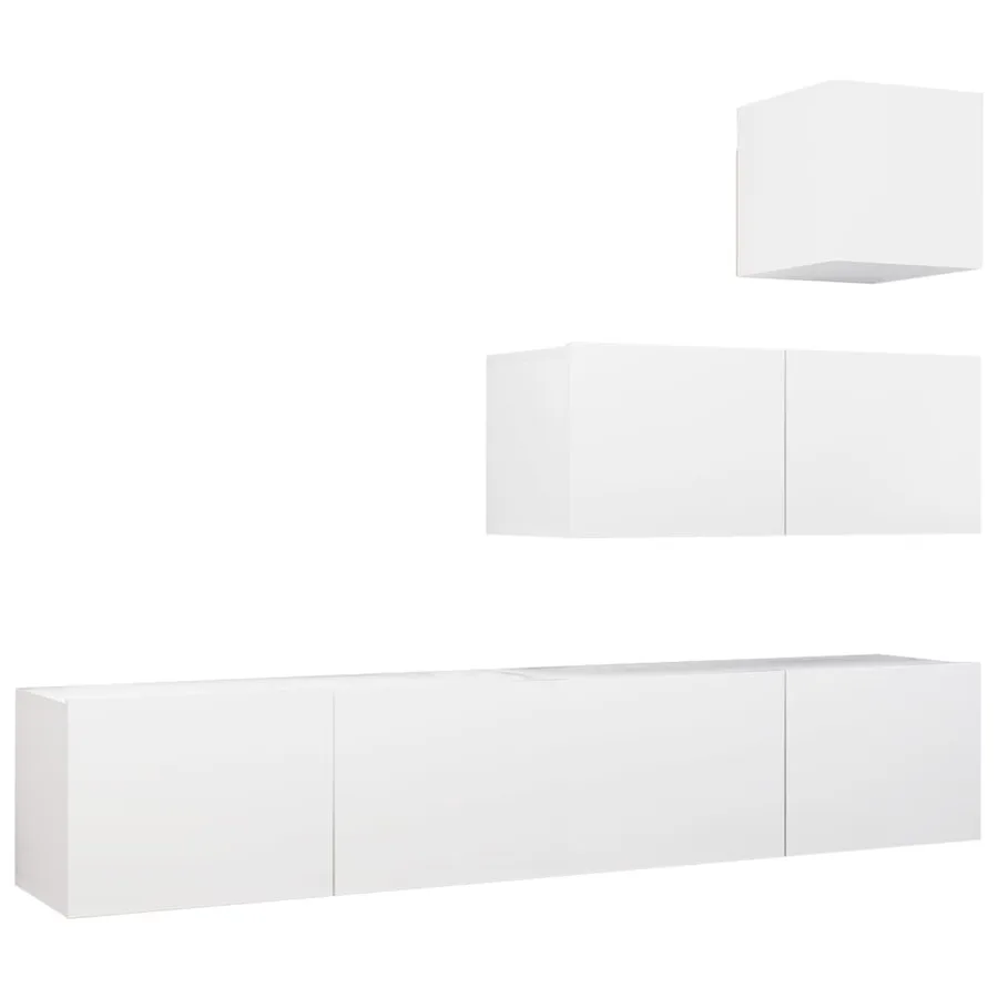 Ensemble de meubles TV 4 pcs Blanc Bois d'ingénierie - 2