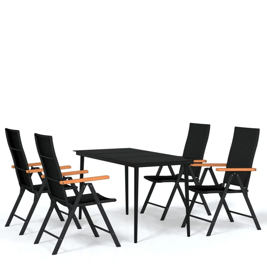 Ensemble à manger de jardin 5 pcs Noir - 2