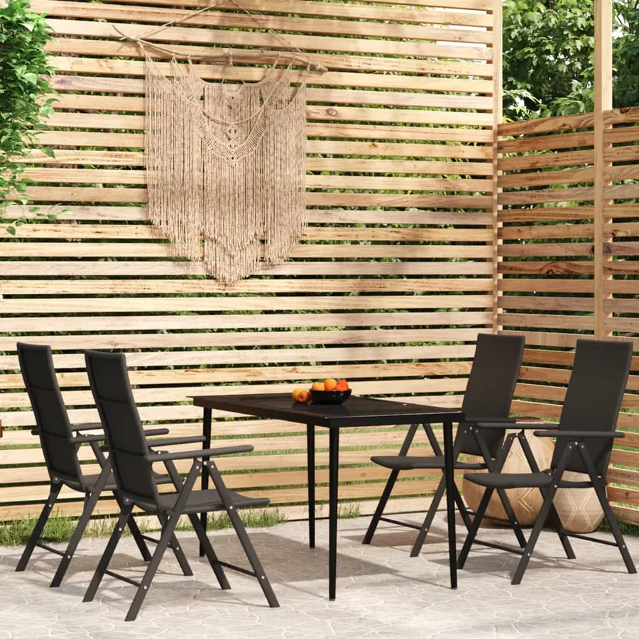 Ensemble à manger de jardin 5 pcs Noir