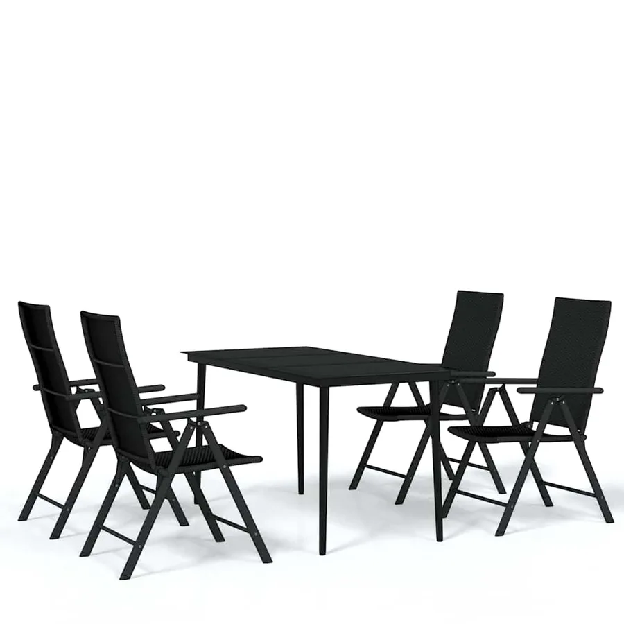 Ensemble à manger de jardin 5 pcs Noir - 2