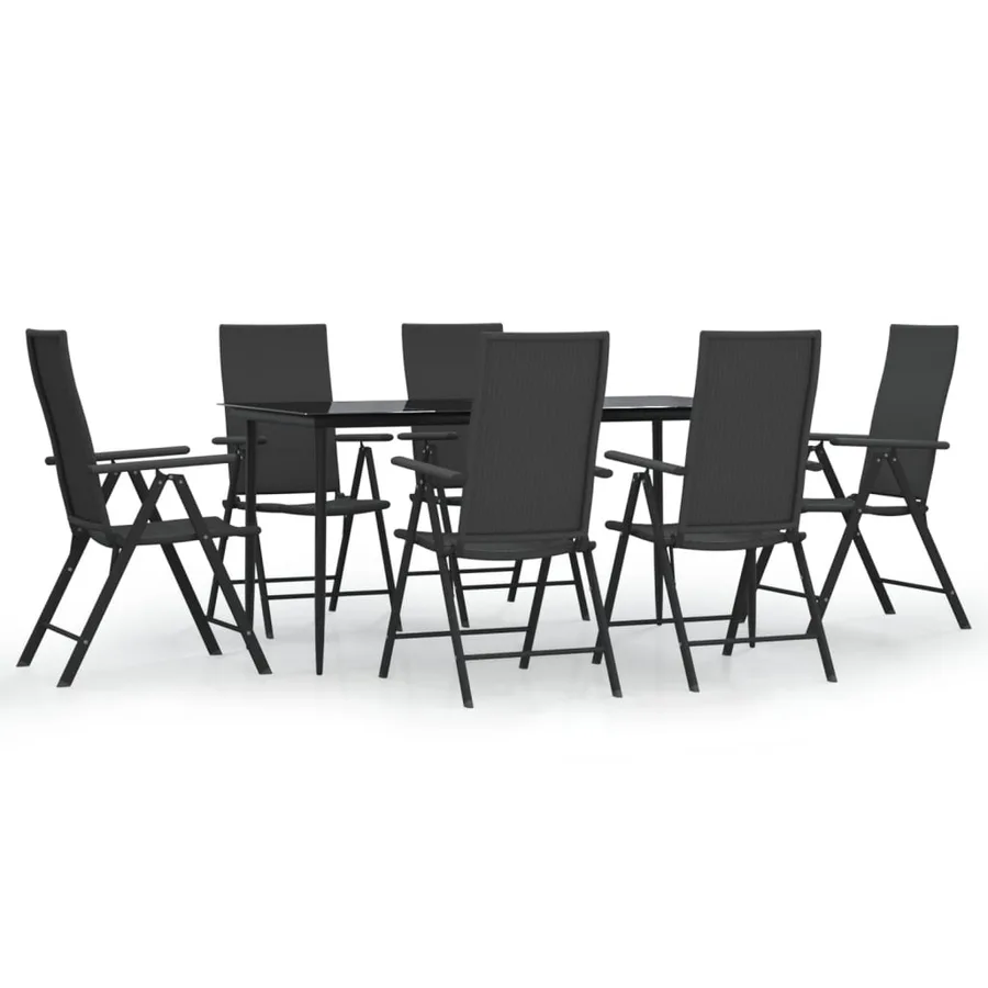 Ensemble à manger de jardin 7 pcs Noir Résine tressée - 2