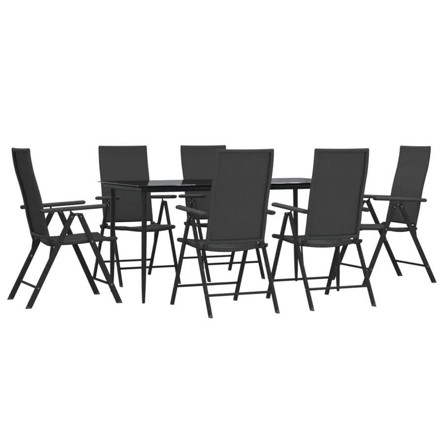 Ensemble à manger de jardin 7 pcs Noir Résine tressée - 3