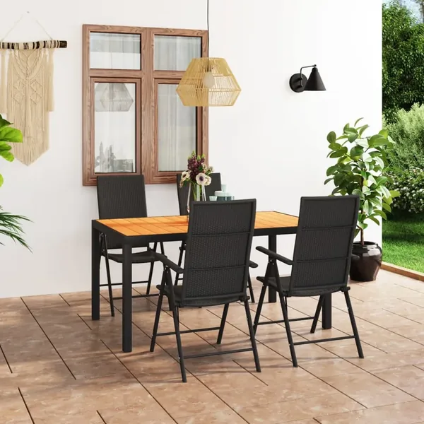 Ensemble à manger de jardin 5 pcs noir et marron