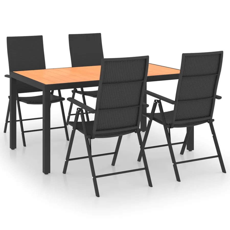 Ensemble à manger de jardin 5 pcs noir et marron - 2