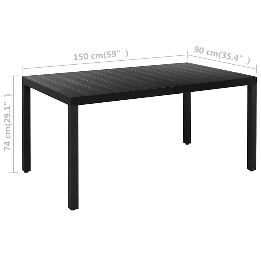 Ensemble à manger de jardin 7 pcs noir - 12