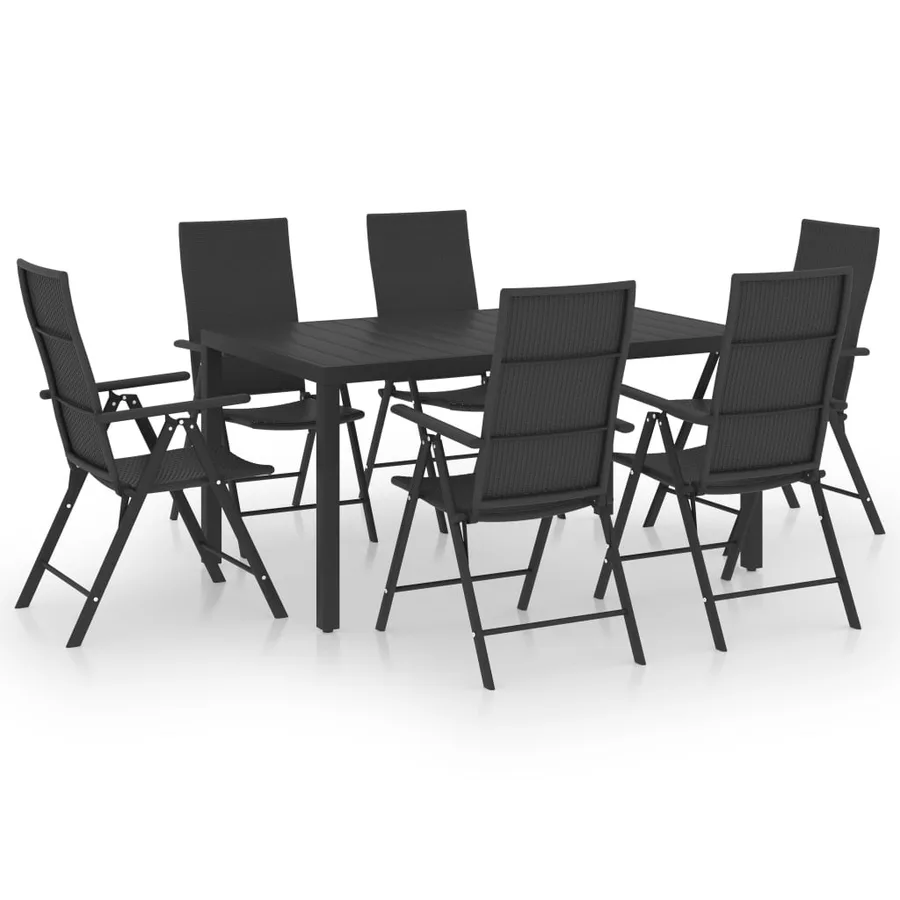 Ensemble à manger de jardin 7 pcs noir - 2