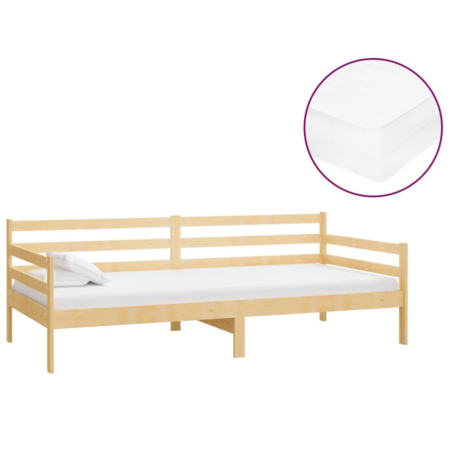 Lit de repos avec matelas 90x200 cm Bois de pin massif - 2