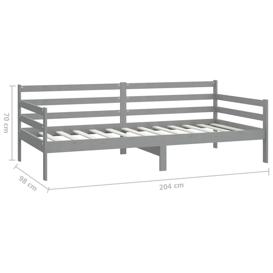 Lit de repos avec matelas 90x200 cm Gris Bois de pin massif - 10