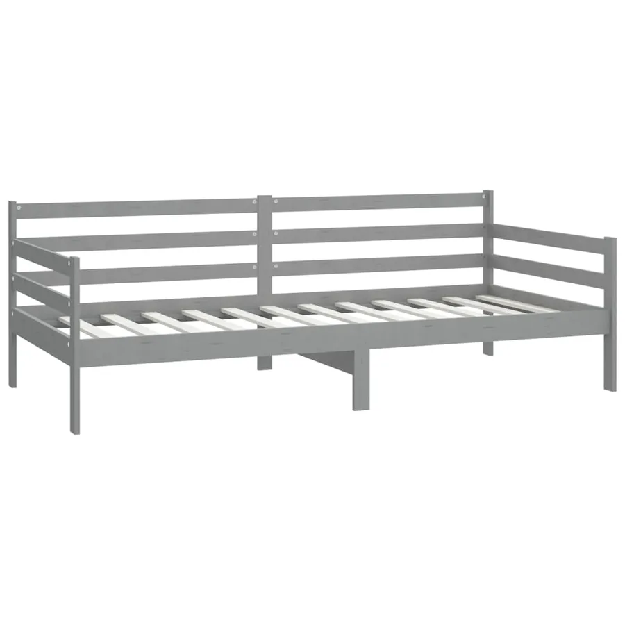 Lit de repos avec matelas 90x200 cm Gris Bois de pin massif - 5