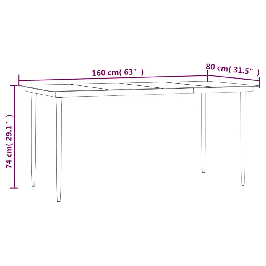 Ensemble à manger de jardin 5 pcs Noir - 11