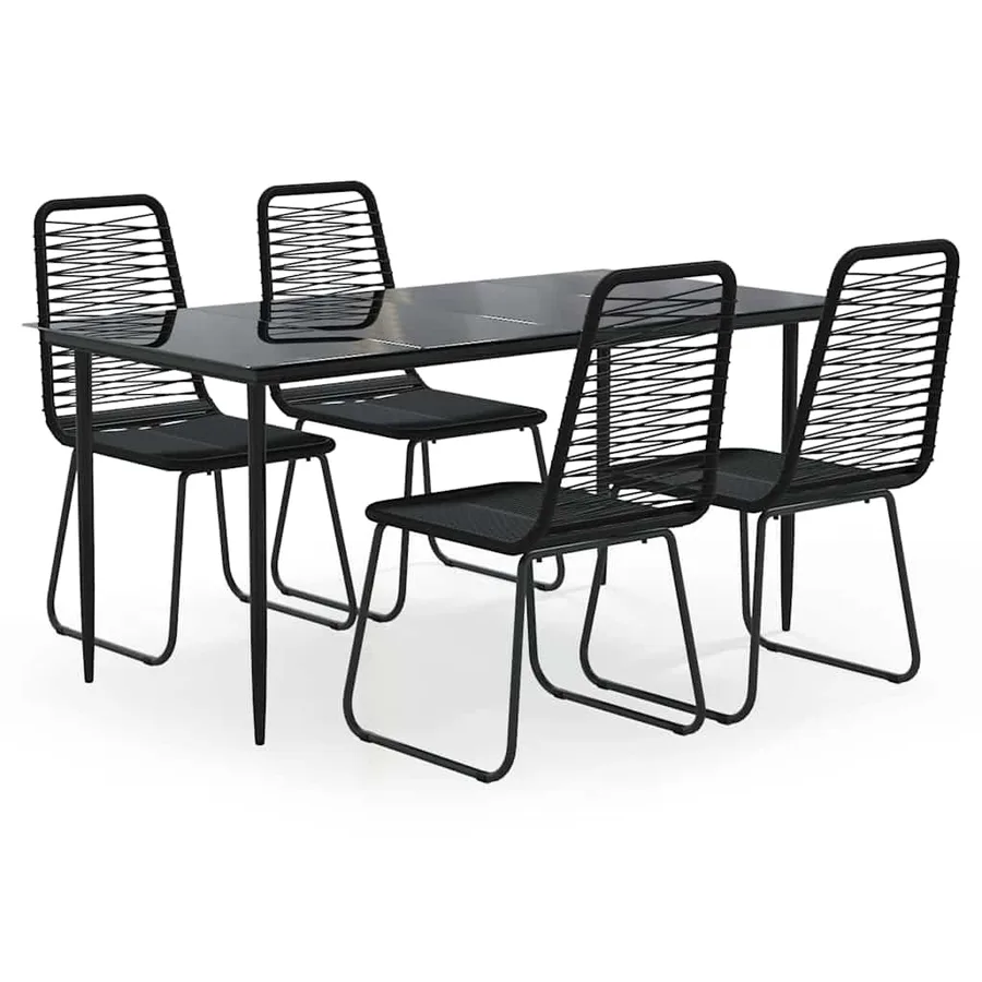 Ensemble à manger de jardin 5 pcs Noir - 2