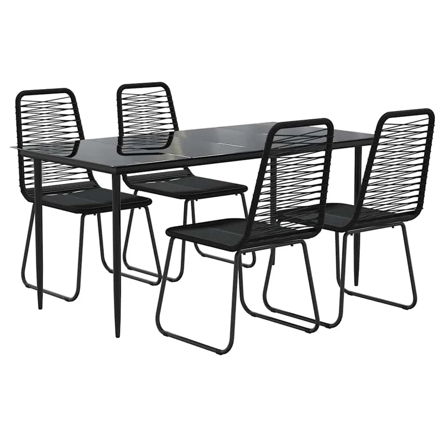 Ensemble à manger de jardin 5 pcs Noir - 3