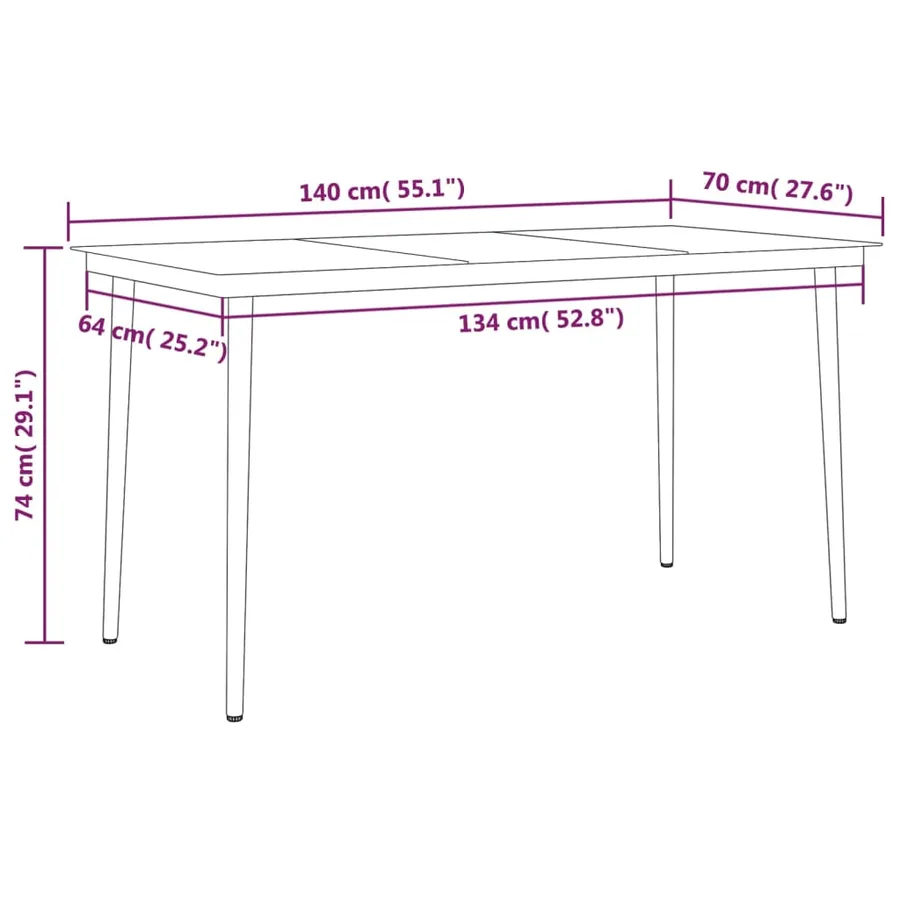 Ensemble à manger de jardin 5 pcs Noir - 8
