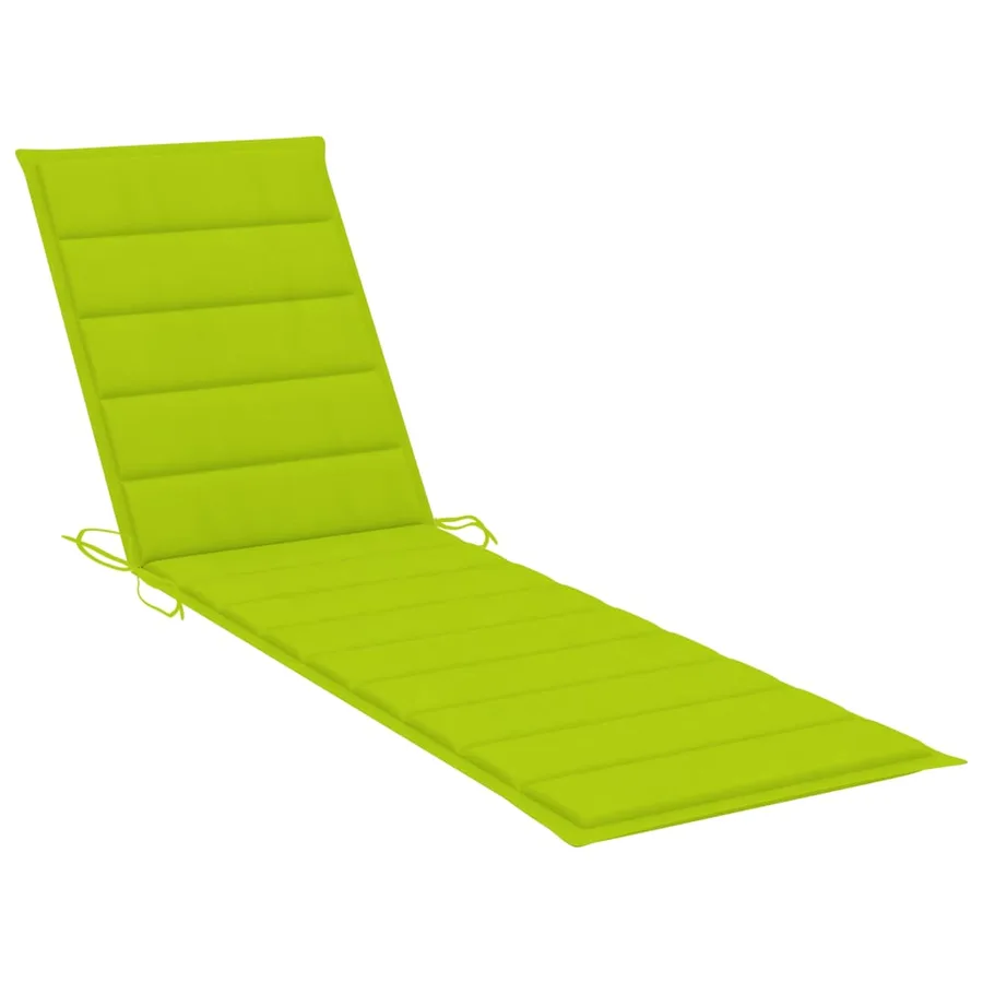 Chaise longue avec coussin vert vif Bois de teck solide - 10