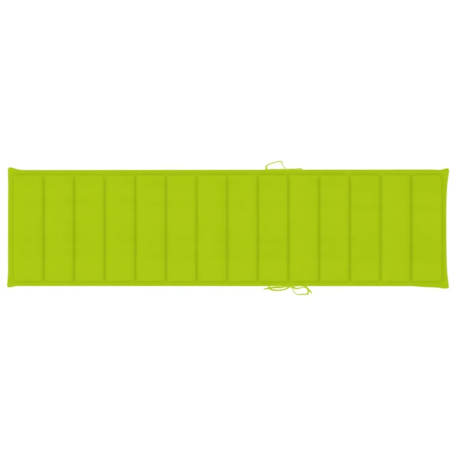Chaise longue avec coussin vert vif Bois de teck solide - 12