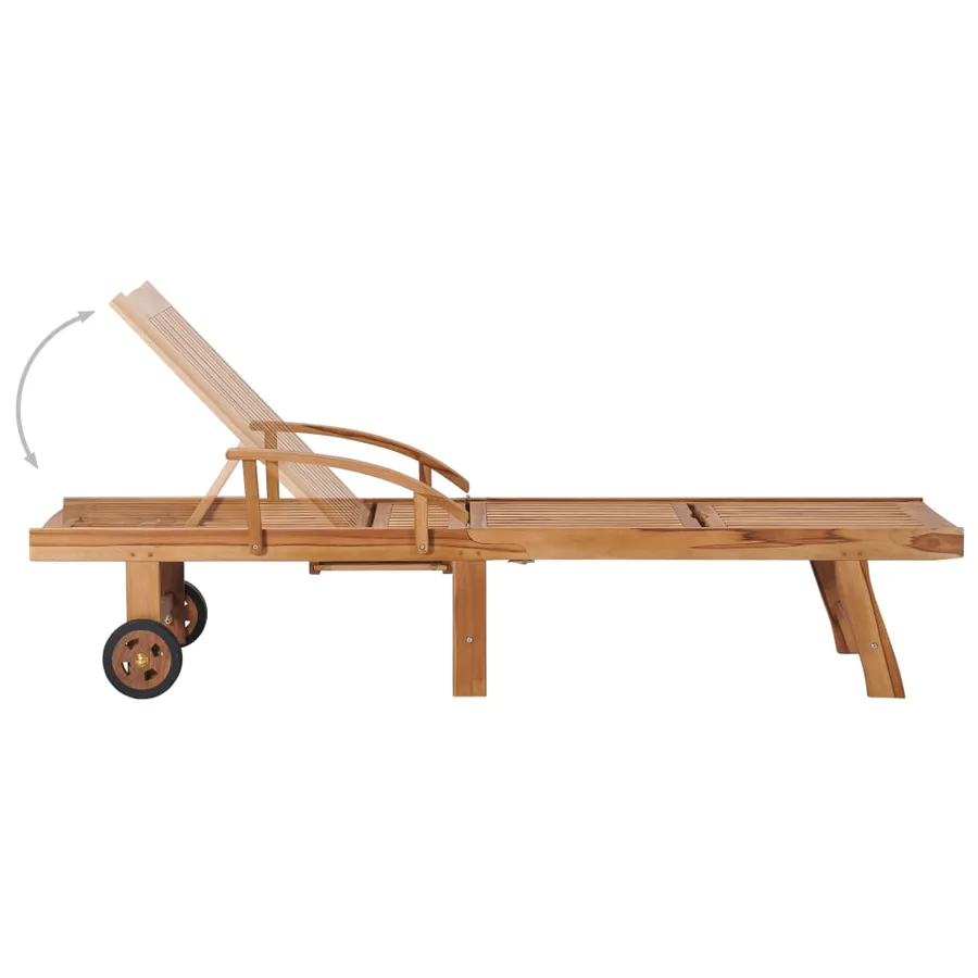 Chaise longue avec coussin vert vif Bois de teck solide - 7