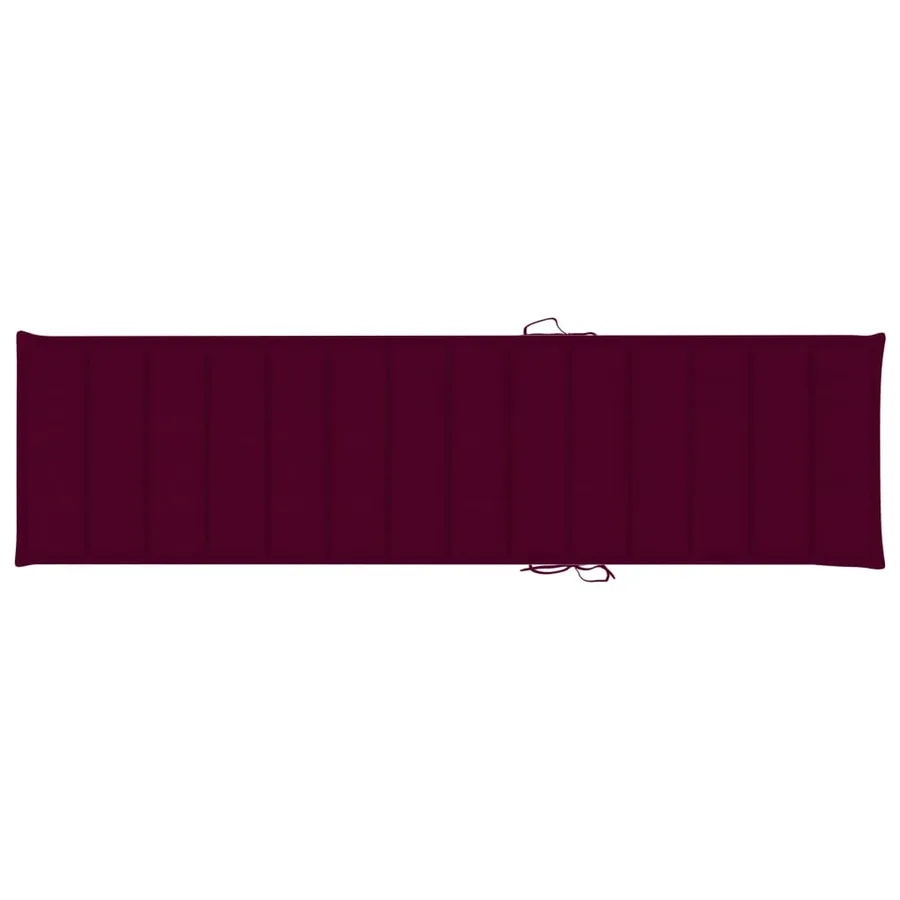 Chaise longue avec coussin rouge bordeaux Bois de teck solide - 12