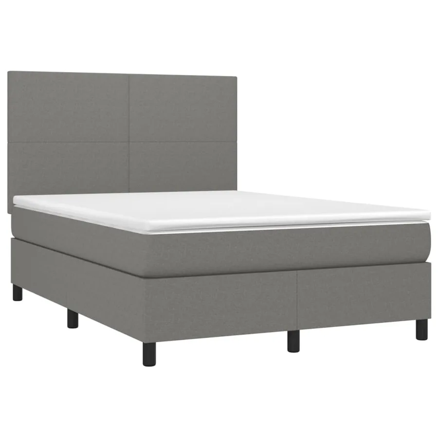 Sommier à lattes de lit et matelas et LED Gris foncé 140x200 cm - 3