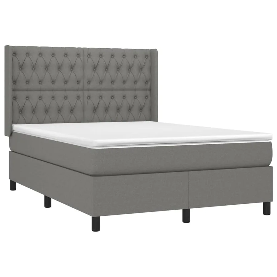 Sommier à lattes de lit avec matelas Gris foncé 140x200cm Tissu - 3