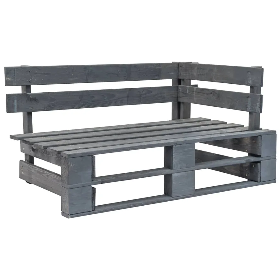 Salon de jardin palette 6pcs avec coussins Pin imprégné de gris - 2