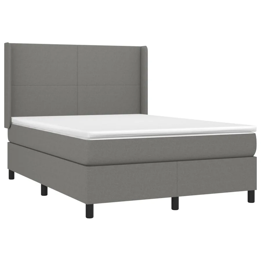 Sommier à lattes de lit et matelas et LED Gris foncé 140x190 cm - 4