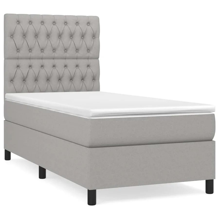Sommier à lattes de lit avec matelas Gris clair 100x200cm Tissu - 2