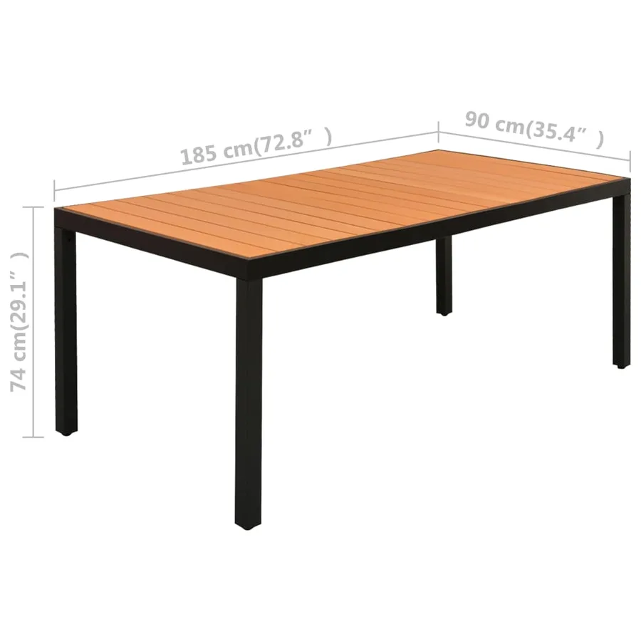 Ensemble à manger de jardin 7 pcs noir et marron - 12