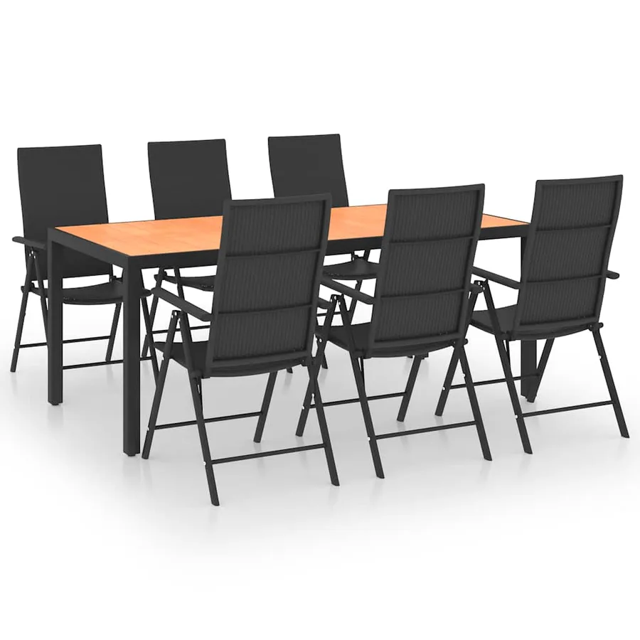 Ensemble à manger de jardin 7 pcs noir et marron - 2