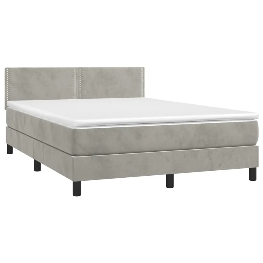 Sommier à lattes de lit avec matelas LED Gris clair 140x190 cm - 4